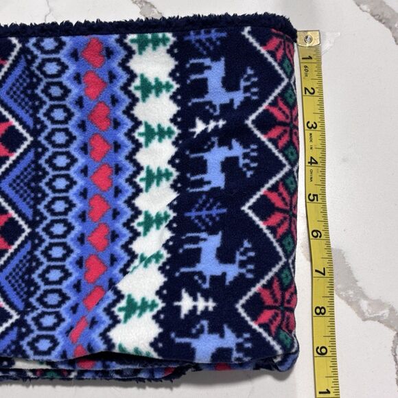 LANDS' END Women's Fleece Fair Isle Print Reindeer Snowflakes Scarf Gloves Set 7 - Picture 10 of 16